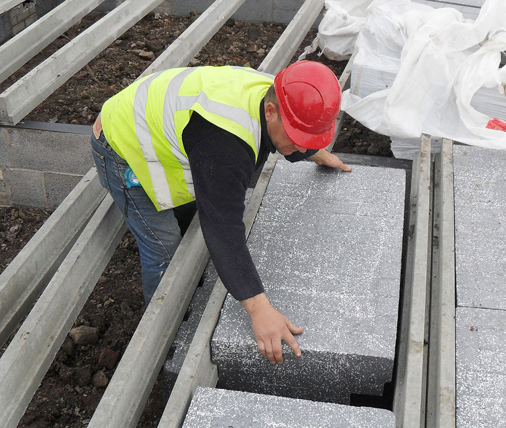EPS expanded polystyrene airpop flooring used to insulate a building