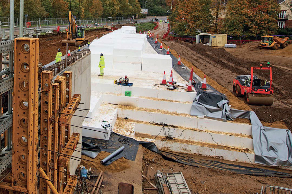 M4 Datchet Road Overbridge – expanded polystyrene (EPS) block installation to form a bridge embankment