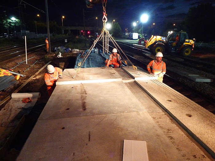 Working on the platform overnight at Peterborough station made with expanded polystyrene airpop (EPS)